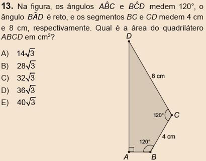 do item 13. As próximas duas figuras contemplam o enunciado, as alternativas e o gabarito oficial Figura 5.38: Item 13 da prova da OBMEP 2017, no nível 3. Figura 5.39: Gabarito oficial do item 13 da OBMEP 2017, no nível 3.