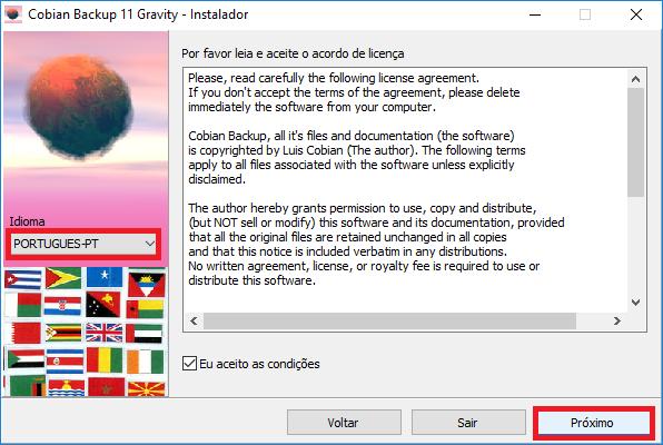 Mudar Idioma para PORTUGUÊS-PT, e Aceitar as Condições. 4.