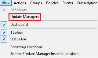 3.27. No menu bar, clique em View > Update Managers (caso esta opção estiver