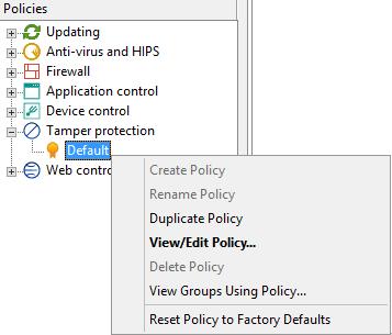 4.3. Tamper protection O Tamper protection impede que usuários não autorizados editem as políticas bem como desinstalar o Sophos Endpoint do computador, com isto, será necessário informar uma senha