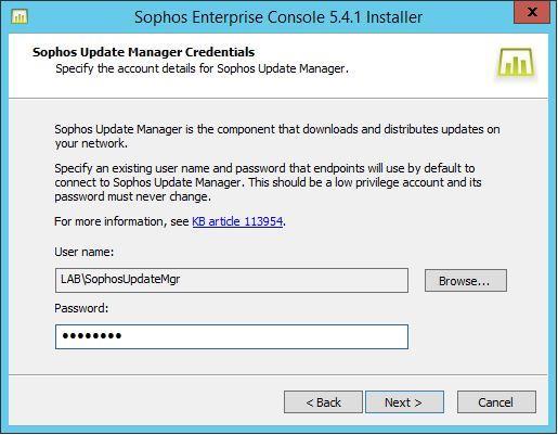 3.16. Na tela Sophos Update Manager Credentials, clique no botão Browse. 3.17.
