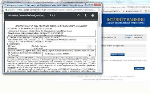 Impressão e envio de contrato Após clicar em Imprimir contrato, uma janela abrirá.