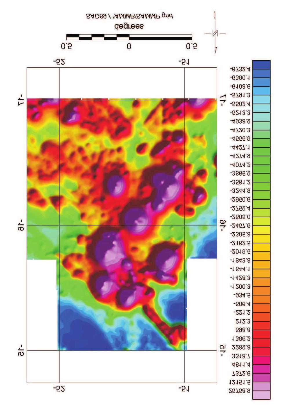 INFORMAÇÕES GEOFÍSICAS E PETROFÍSICAS 26 (nt) 2 ME A2 + Figura 2.11: Mapa aeromagnético de amplitude do sinal analítico continuado a 2000 m.