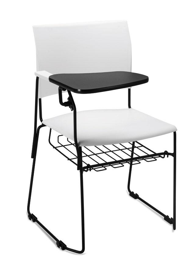 6 0PDG/E MIX Cadeira fixa pés; Prancheta fixa em MDP com borda arredondada;. Assento e encosto estofados; Apoia-braços injetado incorporado nas estruturas laterais. Opcionais: grade porta-livros.