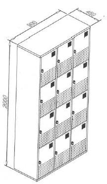 Item: 3 - GRUPO 7 AÇO Descrição Complementar: ARMÁRIO MULTIUSO COM 12 PORTAS Armário Multiuso com 12 portas com dispositivo para colocação de cadeado ou fechadura, confeccionado em aço tendo