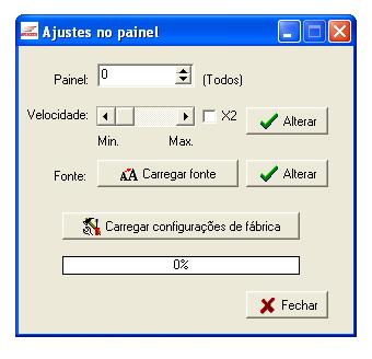 Ajustes no painel Essa função permite que você altere a qualquer momento a velocidade e a fonte da mensagem de qualquer painel conectado à rede sem alterar o texto.