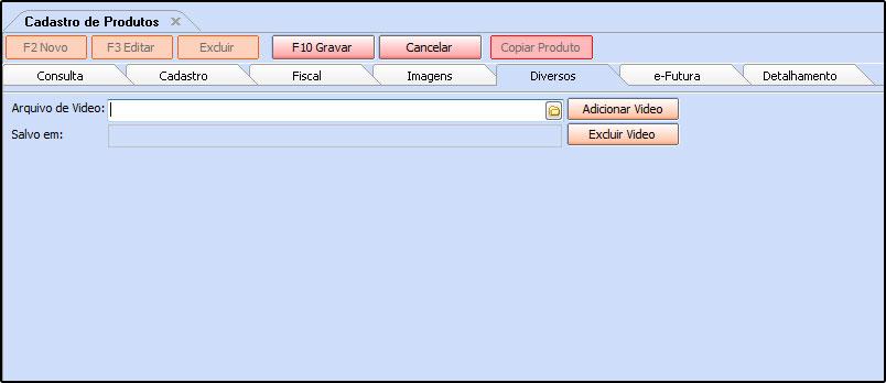 Aba e-futura: A aba e-futura é utilizada somente se houver integração com a loja virtual disponibilizada