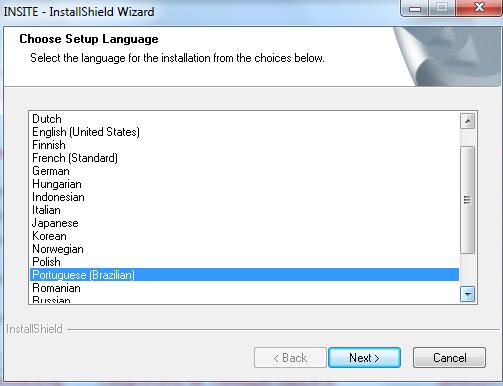 Nota: Se estiver fazendo a instalação em um idioma diferente do inglês, selecione o idioma para instalação.