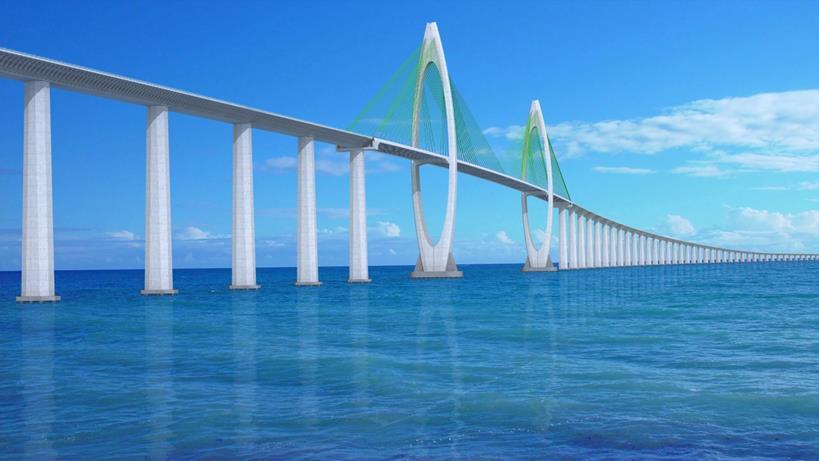 A ponte Salvador-Itaparica terá 12,4 km de extensão e será a maior ponte