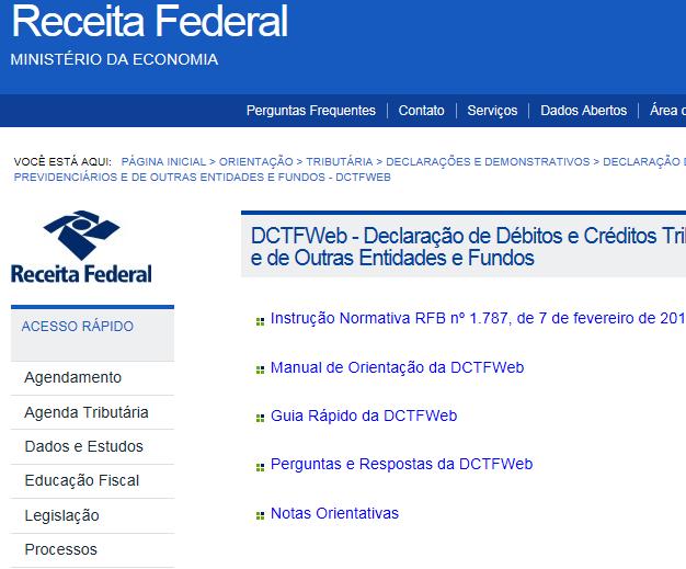 DCTFWeb - Normas e Informações http://receita.economia.gov.
