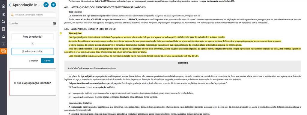 Clique no sinal de + no topo do menu dos Cartões de estudo para criar um baralho (pastas) e inserir os cartões.