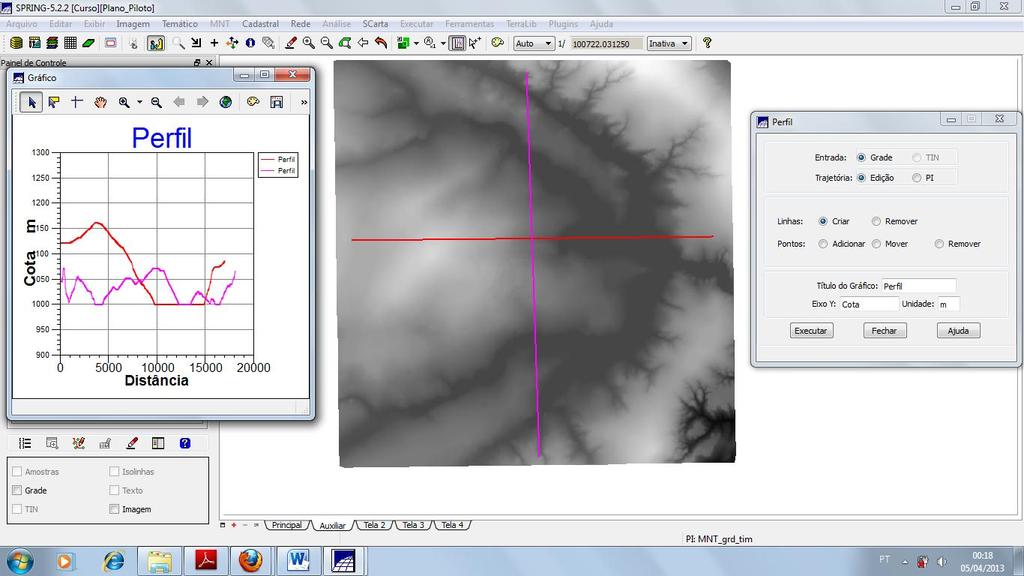 Figura 13: Geração de perfil altimétrico. 8.