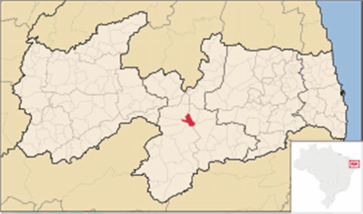 Borborema, formada por maciços e outeiros altos, com altitude de 472 metros. Possui uma área territorial de 128,48 km² com uma população de 1.