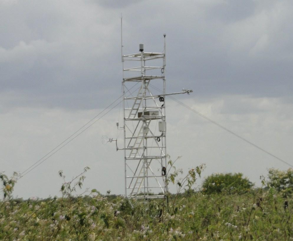 Fig.1. Torre micrometeorológica no centro de uma área de caatinga degradada, na Chapada do Araripe, Pernambuco. Fig.2.