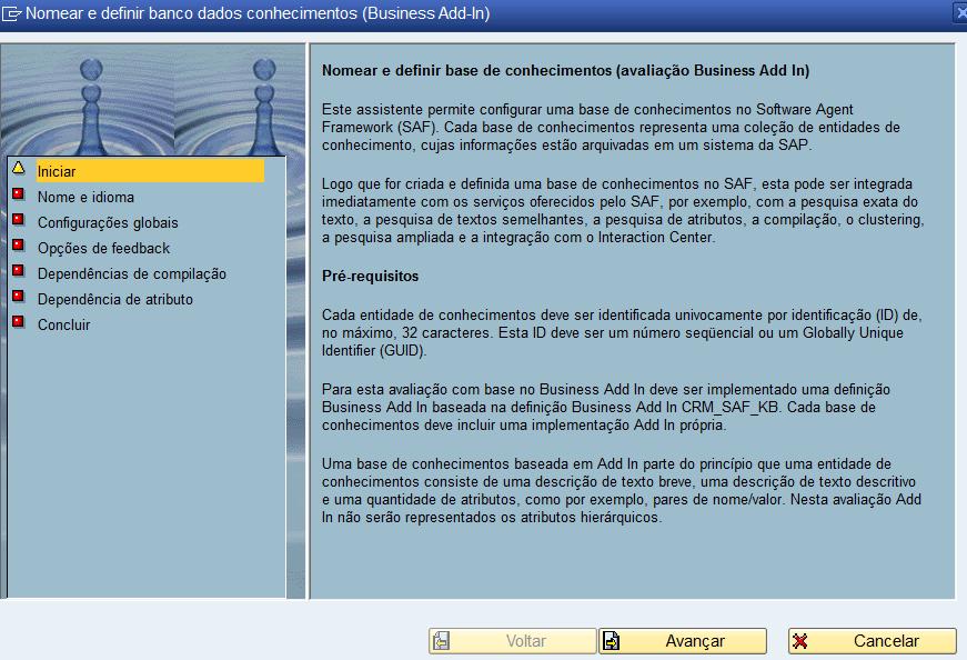 Artigo - Blog dados de conhecimentos Guia de Configuração SAP T REX Esta configuração nomeia e define a base de conhecimento á ser utilizada.