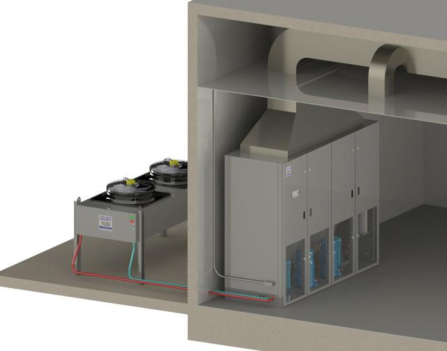 Configuração (F) Displacement Unidades Displacement são aplicados para ambientes onde não há piso elevado e/ou se adote confinamento do corredor quente ou a nível de rack ( rack