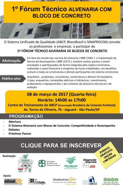 I Fórum de Alvenaria com Bloco de concreto Participação