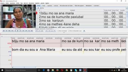 122 Figura 1 Abaixo, a sessão transcrita e traduzida no formato word 3.