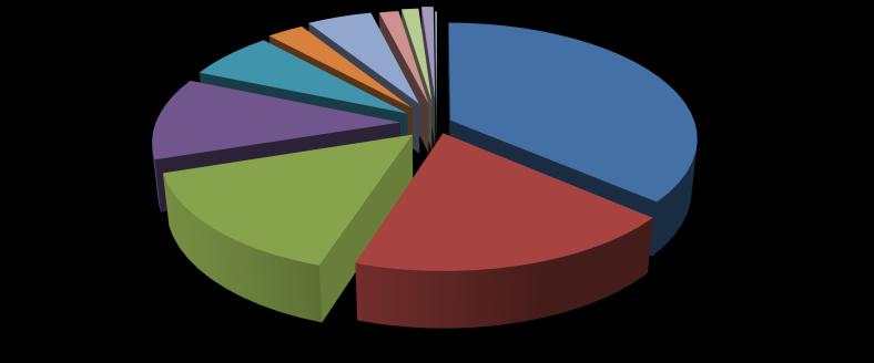 Figura 6-15 Repartição dos investimentos previstos para a RNDGN para os anos de 2016, 2017, 2018 e 2019, por operador de rede de distribuição 7% 3% 5% 2% 1% 1% 0% 36% 11% 15% 19% REN Portgás Sonorgás