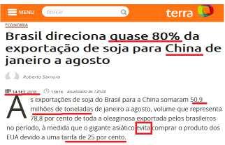1 Exportação de Soja do Brasil para China