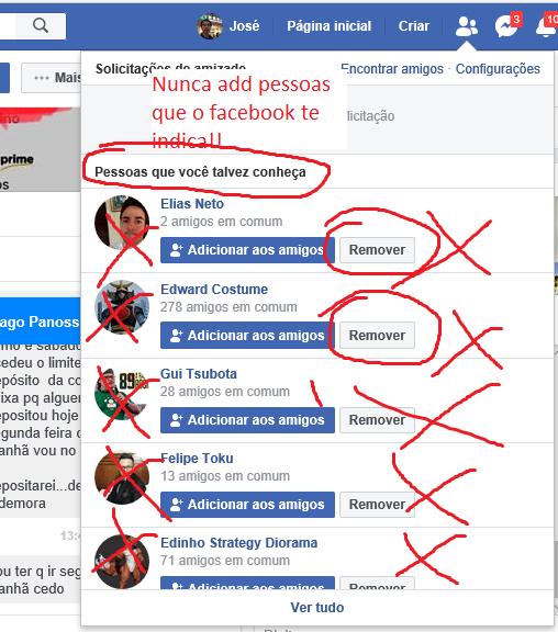 JAMAIS ADD PESSOAS QUE FACEBOOK SUGERE A VOCÊ!!! Nunca add pessoas de perfis que vc visita, nem mesmo do perfil do Koyama, isso é proibido.