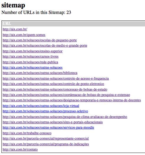 Fatores internos de classificação Sitemap Arquivo XML utilizado para guiar o crawler