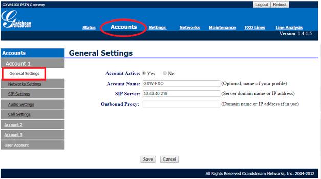 Accounts User Account Nesta parte, registraremos a conta SIP que criamos no servidor e indicaremos o canal que receberá a linha analógica.