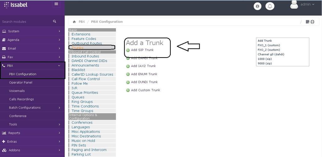 1º Passo Criando Tronco SIP: Vamos à configuração! Iniciaremos nossas configurações criando no servidor Issabel, o tronco SIP que iremos registrar o GXW4104.