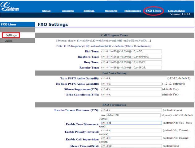 Tx to PSTN Audio Gain (db): Troque 1 por 4 Esta configuração oferece ganho ao canal, aumentando intensidade do áudio do equipamento para linha.