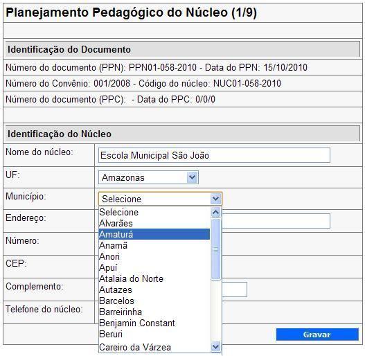 Cadastro de um (novo) PPN 12. O formulário é preenchido em 9(nove) etapas.