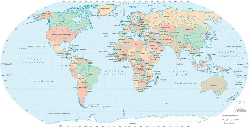 Planisfério, coordenadas geográficas Oeste Leste Europa Ásia A m é r