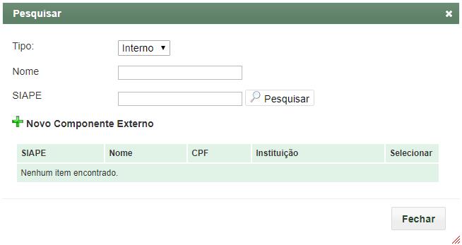 componente externo, o usuário também poderá realizar uma pesquisa ou adicionar um novo componente externo ( ) onde será direcionado à tela da Figura 24.