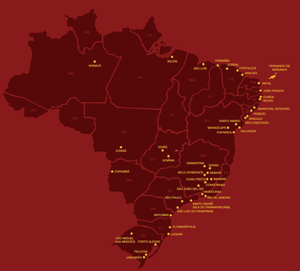 O PAC Cidades Históricas como Programa de Governo Investimento total de R$ 1,6 bi em 424 Ações contempladas Abrange 44 cidades de 20 estados brasileiros, todas com Conjuntos