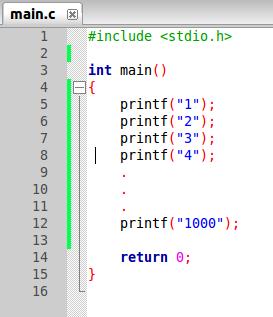 Imprimir na tela do computador, os números de 1 até 1000. Problema Inicial Possível.