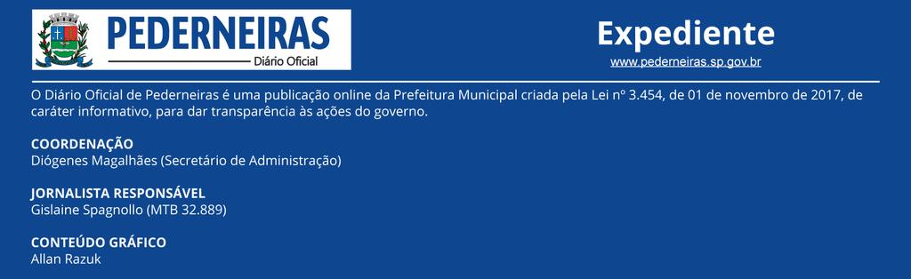 Quarta-feira, 19 de dezembro de 2018 Ano I Edição nº 226 Página 2 de 8 Prefeitura Municipal de Pederneiras, 19 de dezembro de 2018.