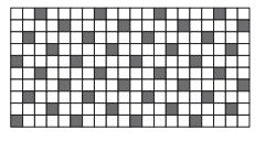 10ª Questão: Um pátio de grandes dimensões vai ser revestido por pastilhas quadradas brancas e pretas, segundo o padrão representado abaixo, que vai ser repetido em toda a extensão do pátio.