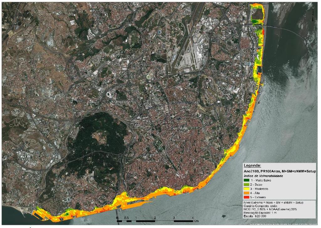 Estudo de Sobrelevação da Maré para Lisboa Índice de vulnerabilidade física
