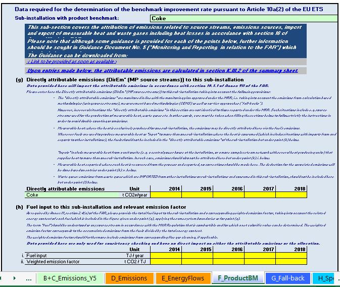 1. Introdução Subsecção azul (Folhas G e F) criada especificamente para a atualização dos valores de benchmark para 2021-2025 e posteriormente para 2026-2030 As emissões atribuíveis serão calculadas