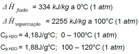 Exemplo Determinar a variação de entalpia para a