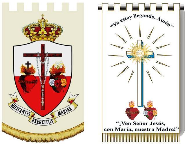 Os Dois Estandartes Dos Sagrados Corações Unidos De Jesus E De Maria Outro sacramental do Apostolado é o Estandarte do Reinado dos Sagrados Corações Unidos de Jesus e de Maria.