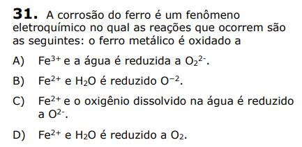 A equação que representa a corrosão do ferro pode ser