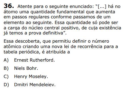 Em 1913, Henry Moseley descobriu uma relação entre o espectro de raios X de um elemento químico e o seu número atômico, sendo o primeiro a conseguir determinar os números atômicos dos elementos.