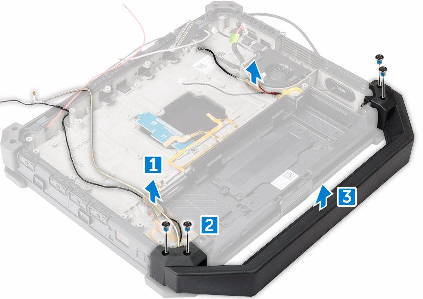 a. bateria b. tampa da base c. placa de acoplamento d. Módulo GPS e. placa de USH f. placa de MEMS g. disco rígido h. cabo da bateria i. conector da bateria j. suporte da placa k. módulo de memória l.