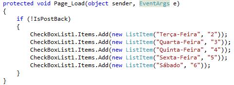 CheckBoxList Nele, entre o seguinte código: Esse método é interessante para buscarmos dados dinamicamente, por