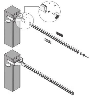 4. Fixação da barreira no suporte da cancela Antes da instalação, desligar os disjuntores.