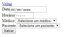 php Esse arquivo apresenta o formulário para inserir uma nova consulta. Ele é acessado a partir do arquivo consulta_cadastradas.php no link Nova Consulta.