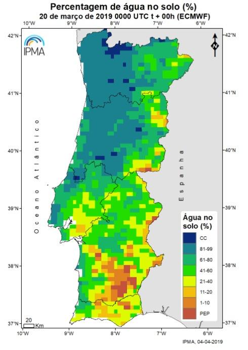 2.5 Água no solo 3 Na Figura 8 apresenta-se a evolução do índice de água no solo, por décadas, em março de 2019.