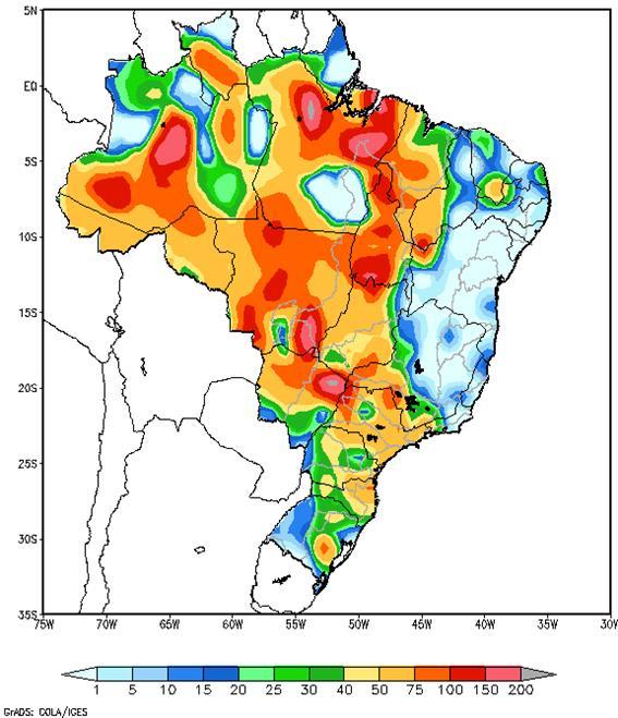 ocasionaram precipitação nas bacias hidrográficas do subsistema Sul, no Paranapanema, no Tietê, no Grande, no Paranaíba, no Tocantins e na calha principal do Paraná (Figura 6). 4.1.2.