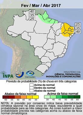 2017, maior probabilidade de ocorrência de precipitação próximo a média histórica nas bacias hidrográficas da região Sul (Figura 7).