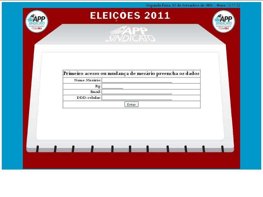 Na tela que se abre, preencher 1º acesso ou mudança de mesário. Após preencher as informações a respeito do mesário, abre-se a tela para início da votação.